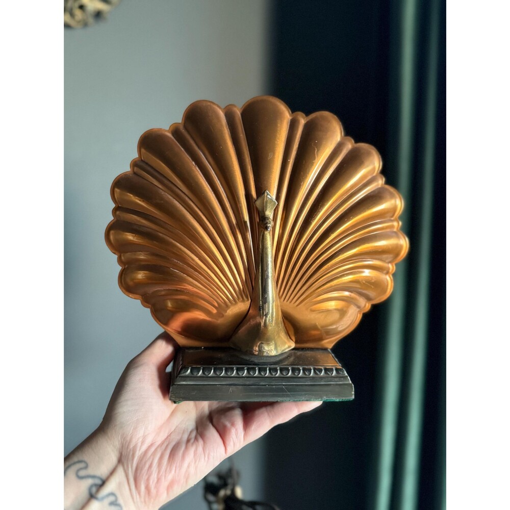 Vintage 1930s Art Deco Peacock TV Lamp Copper Chrome Vintage Radio Mood Light